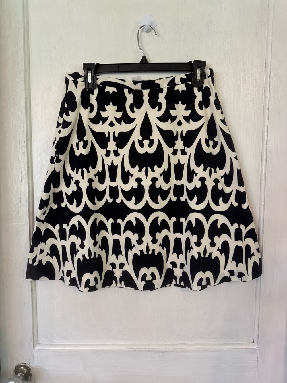 J. Crew Black and White Patterned Circle Skirt